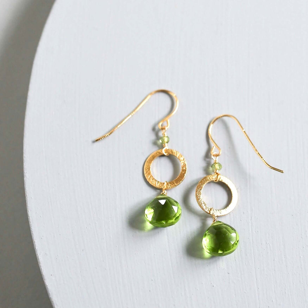The Airie Earring - Peridot Quartz Gold