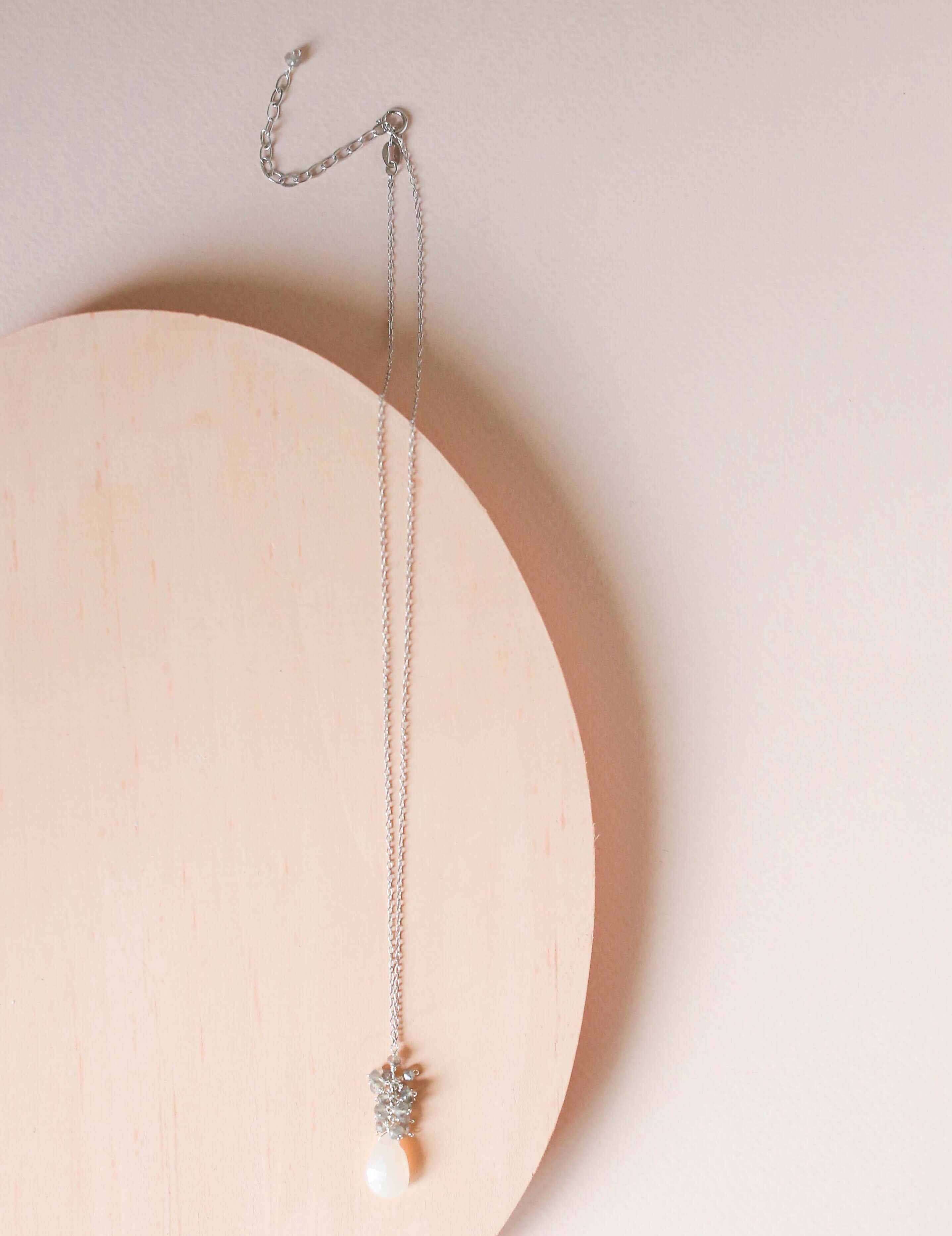 White Chalcedony Cluster Necklace