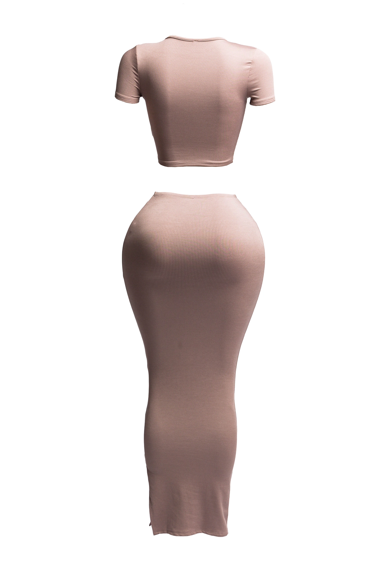 Short Sleeve Crop Top & Long Skirt Set