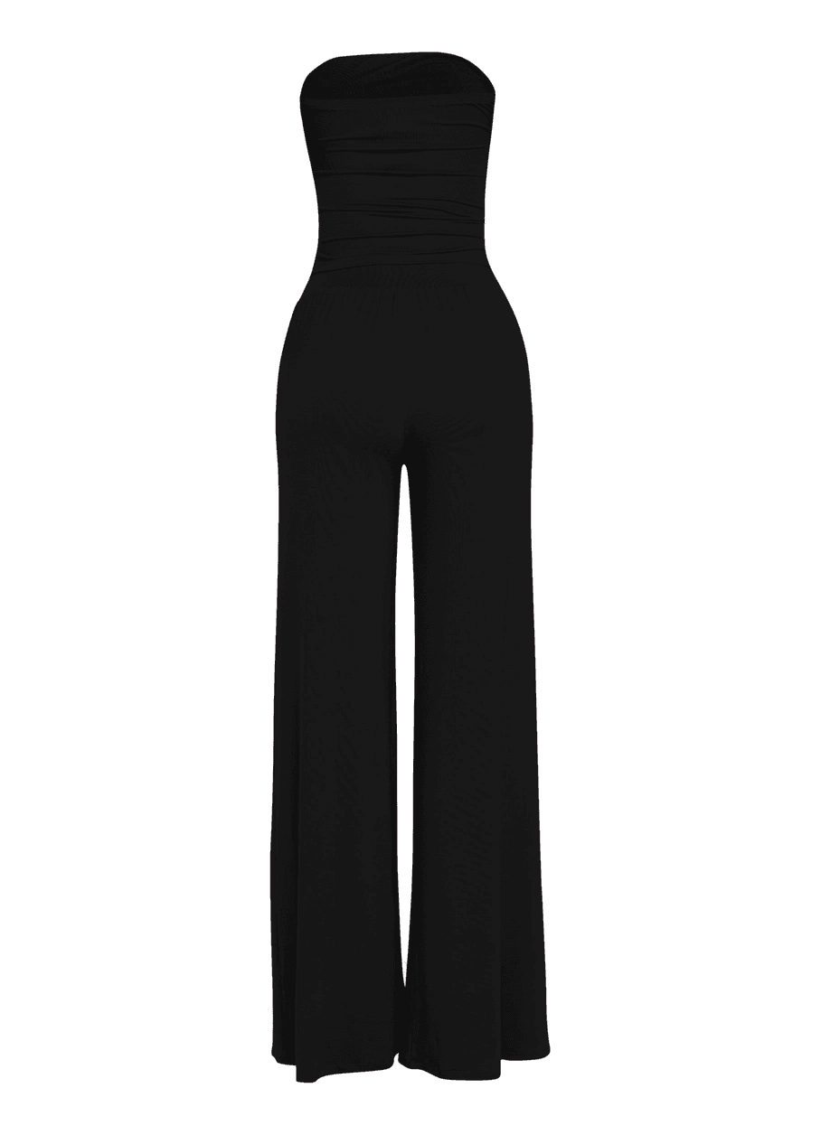 Strapless Tie Waist Wide Leg Pant Set