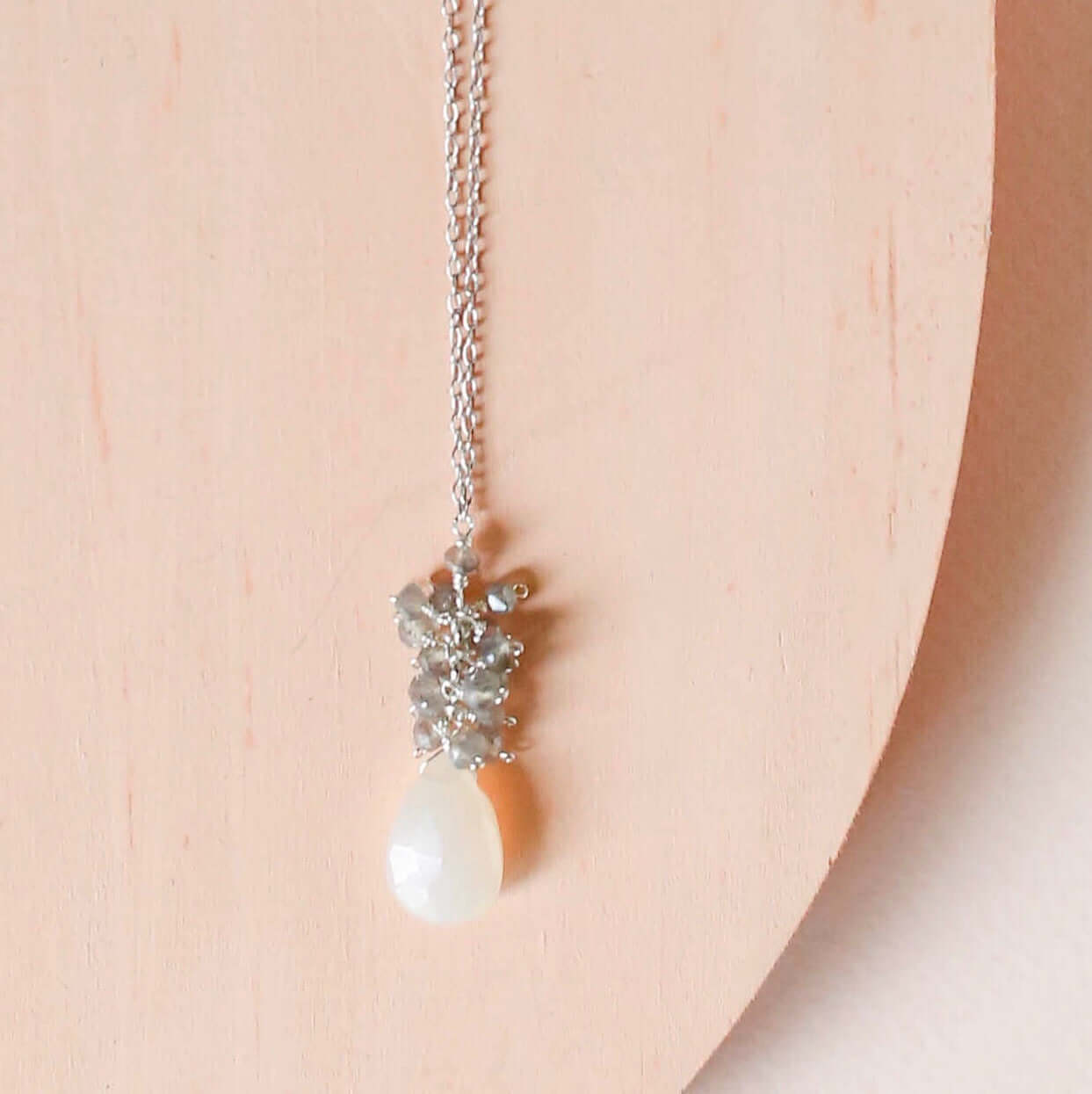 White Chalcedony Cluster Necklace