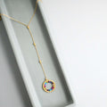Rainbow Gemstone Halo Mini Y Pendant
