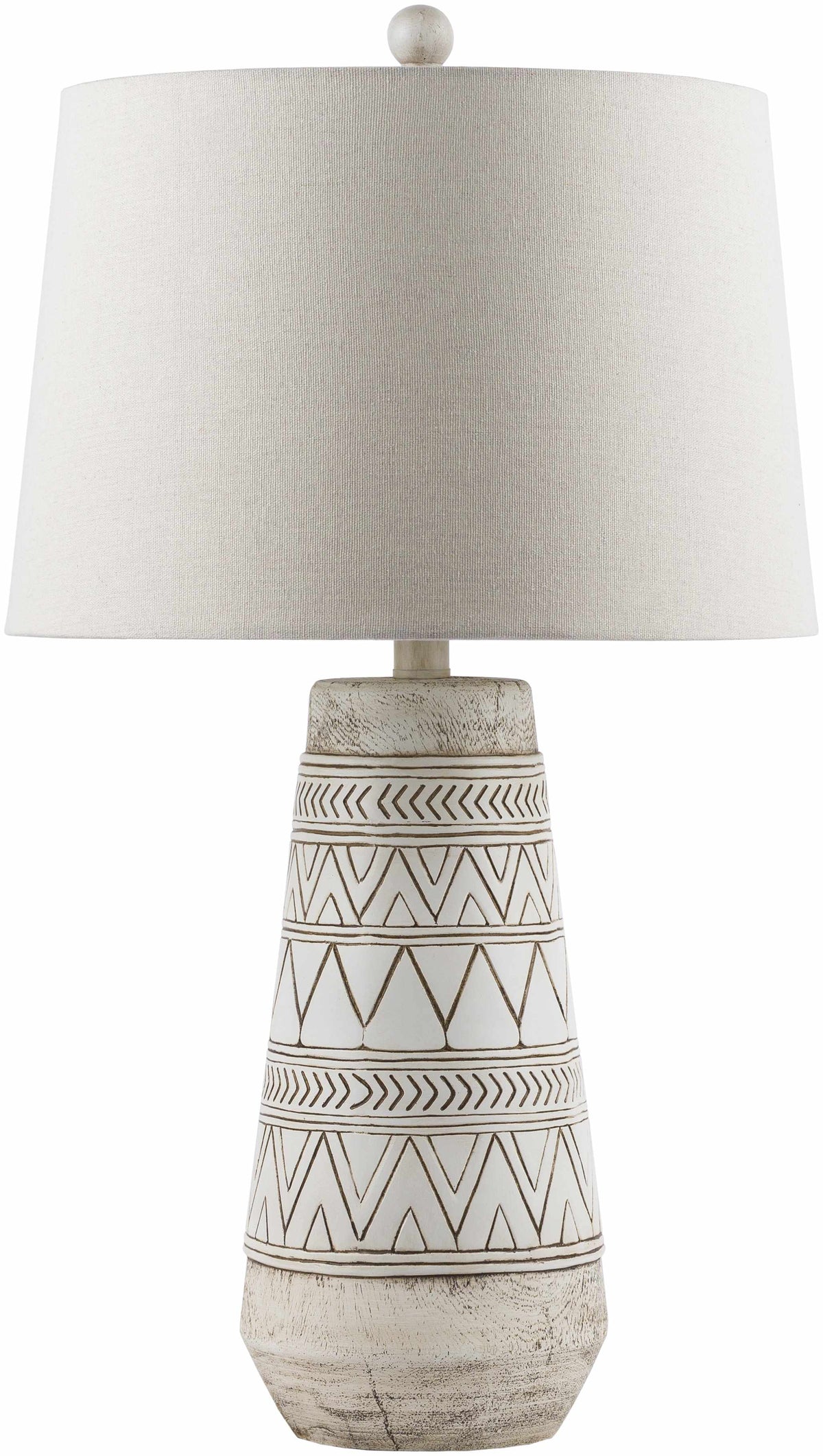 Tan and Cream Resin Lamp with White Linen Table Lamp - Clearance