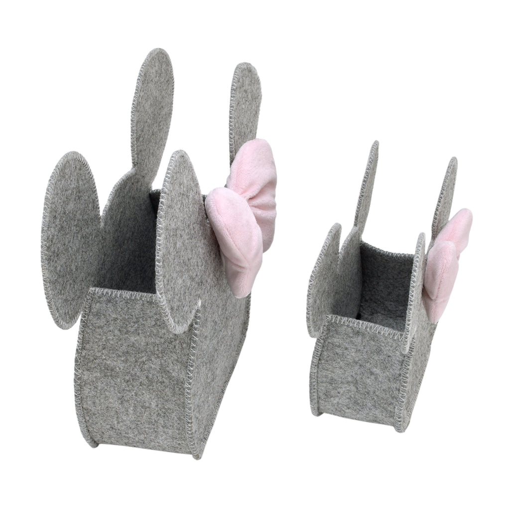 NoJo Disney Minnie Mouse Shaped Grey and Pink 2 Piece Felt Nursery Storage Caddy - 1 Large, 1 Small