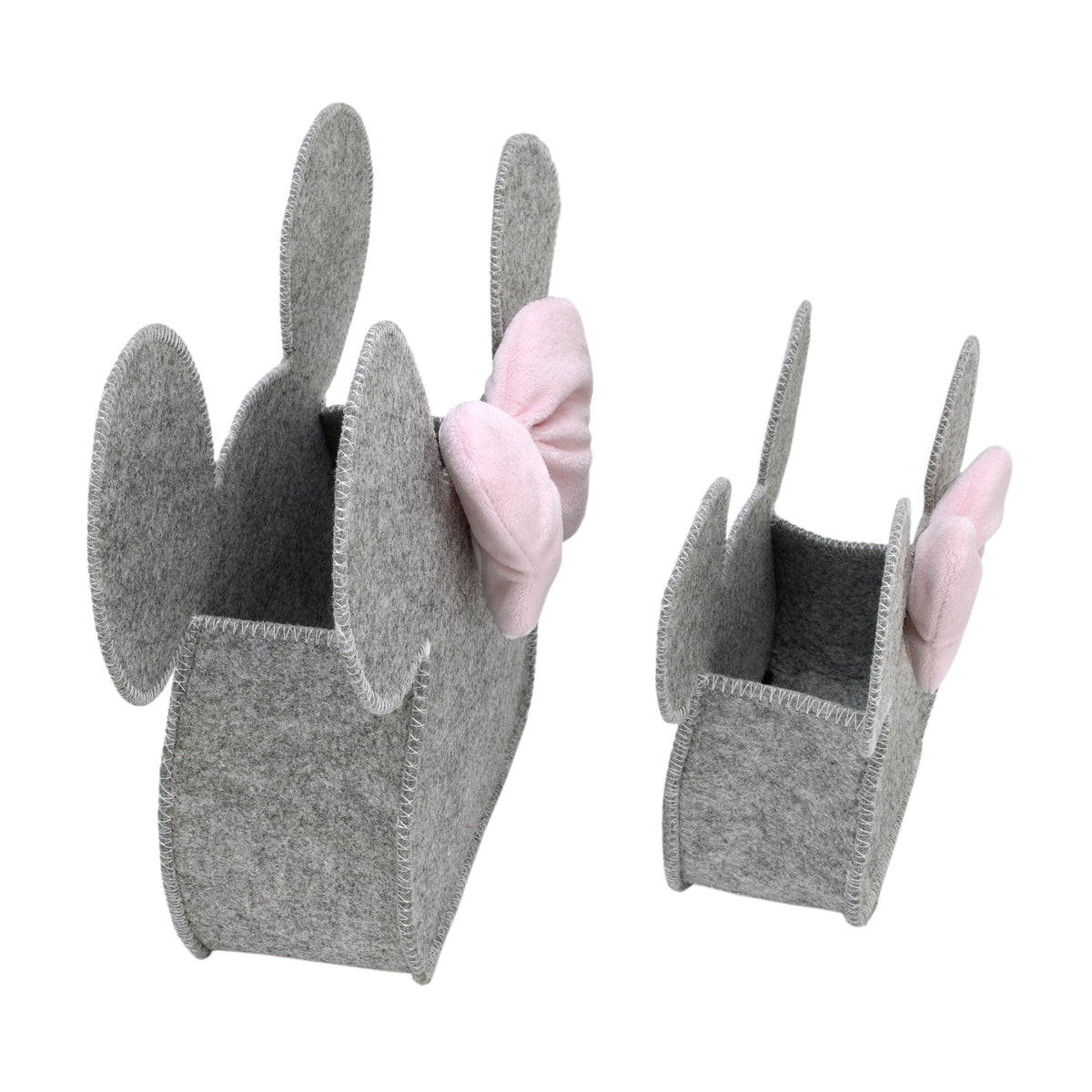 NoJo Disney Minnie Mouse Shaped Grey and Pink 2 Piece Felt Nursery Storage Caddy - 1 Large, 1 Small