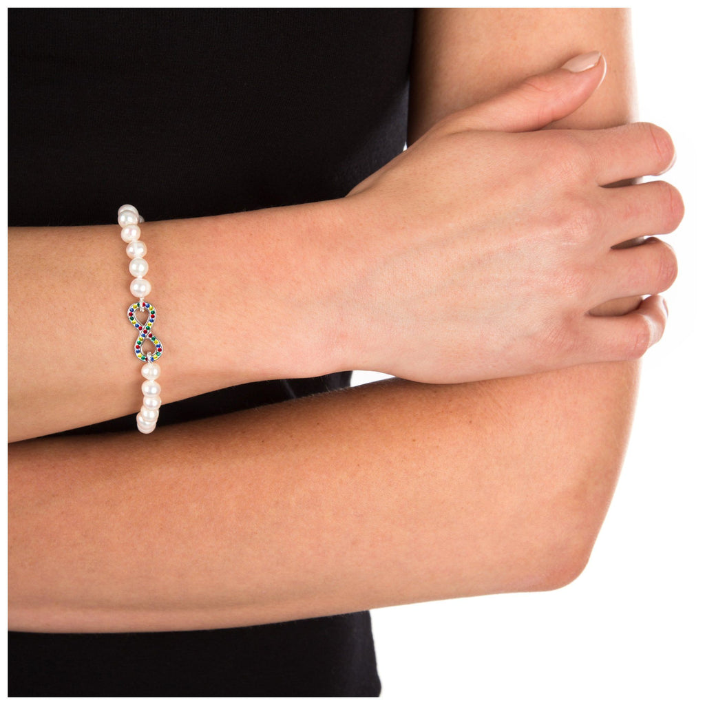 Infinite Hope Autism Ribbon Pearl & Sterling Bracelet