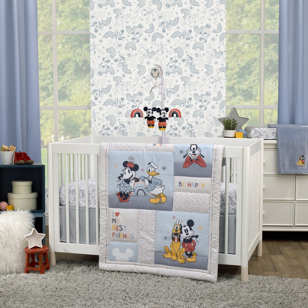 Mickey and Friends Red and Black Mickey Mouse with Multi-Colored Rainbows Musical Mobile