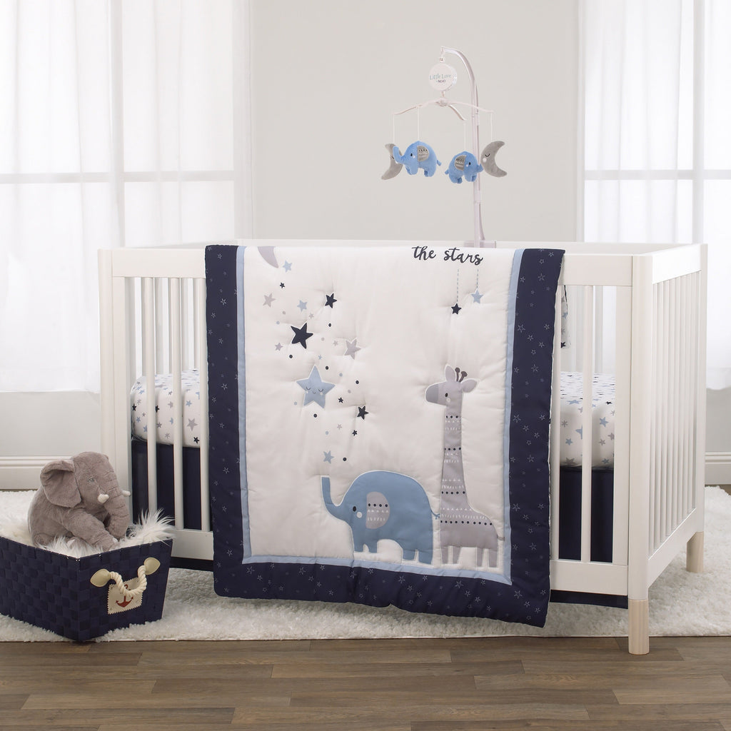 Shine On My Love - Boy Stars Navy, Light Blue and White Fitted Crib Sheet