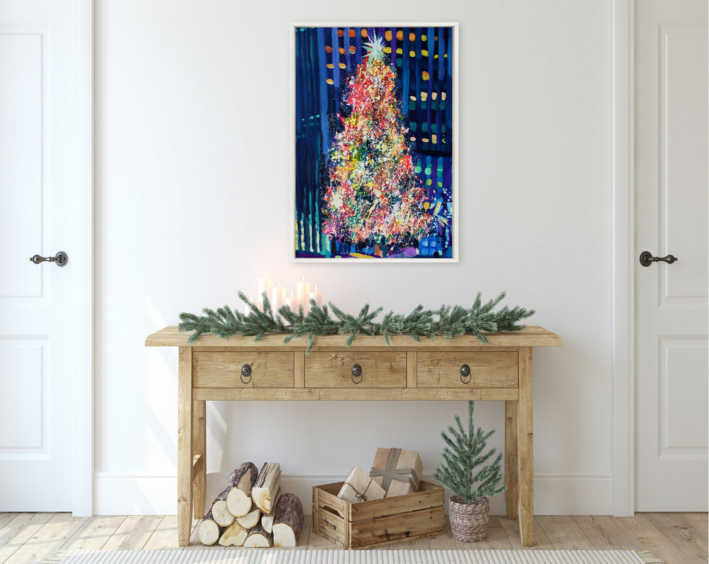 Sylvie Rockefeller Center Tree Framed Canvas by Rachel Christopoulos