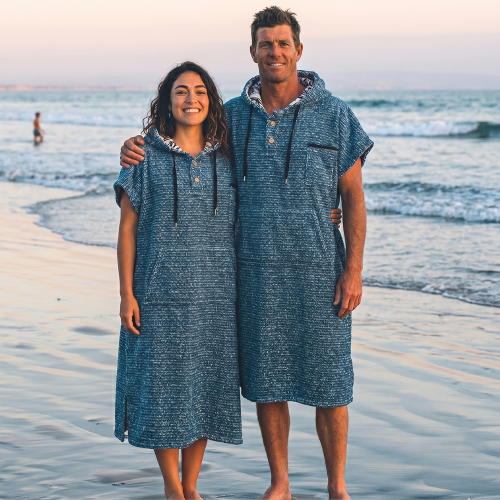 Blanket Hoodie | Indigo Surf Poncho | 100% Cotton Wearable Blanket Robe | As Seen on Netflix's Beef Season 2