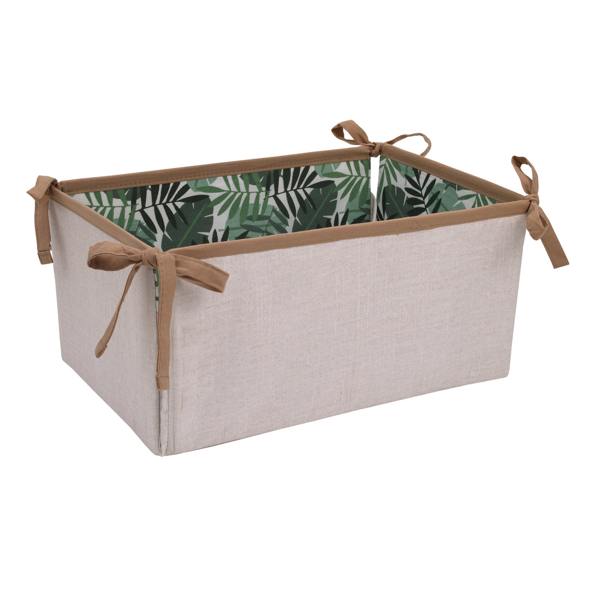 Jungle Paradise Green, Gray, and Tan Lion, Sloth, and Leopard Palm Leaf 4 Piece Nursery Crib Bedding Set - Comforter, 100% Cotton Fitted Sheet, Crib Skirt, and Storage Caddy
