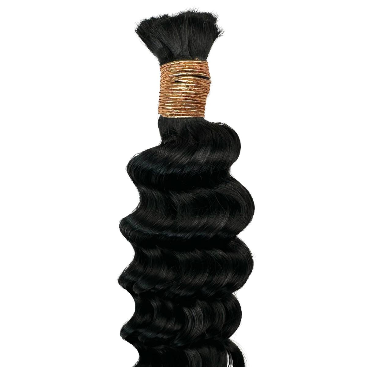 Jet Black Deep Wave Bulk 100% Human Braiding Hair