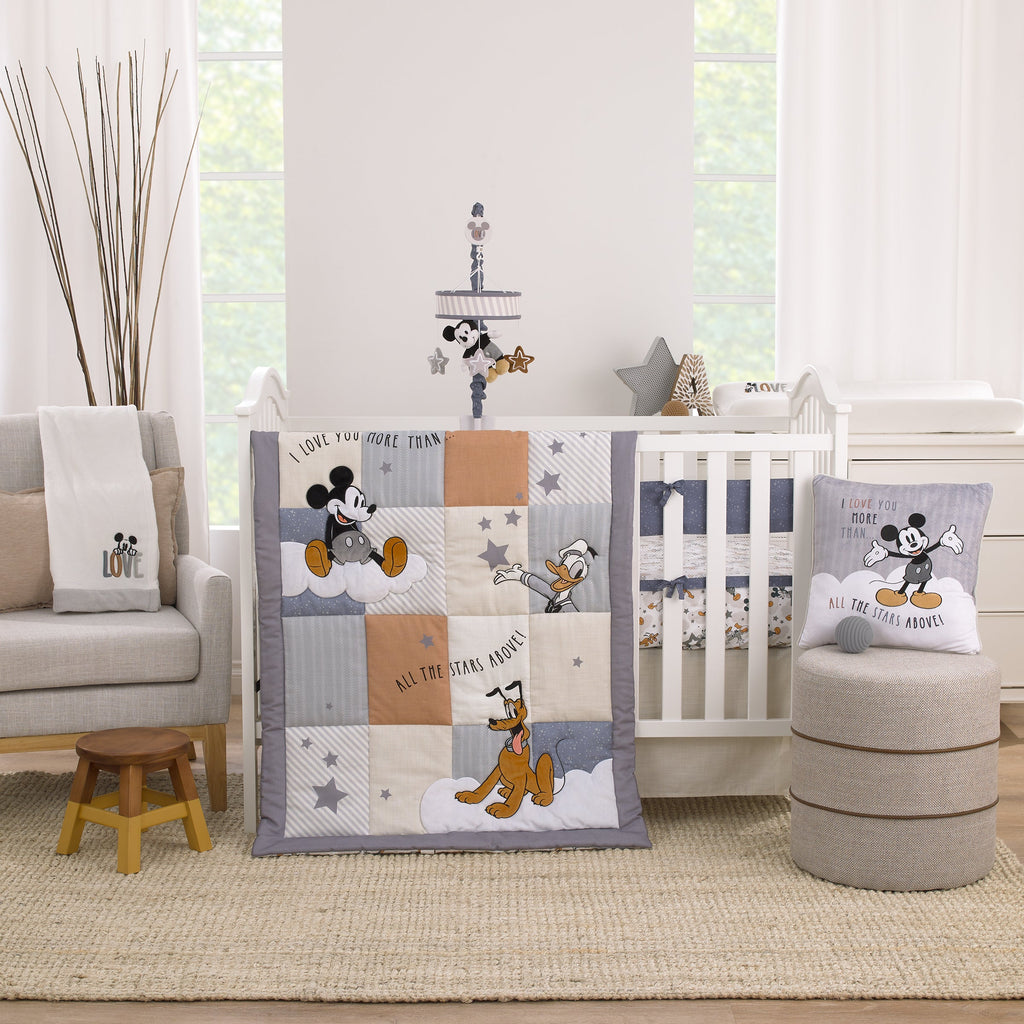 Mickey Mouse Love Mickey Navy and Gray Crib Liner