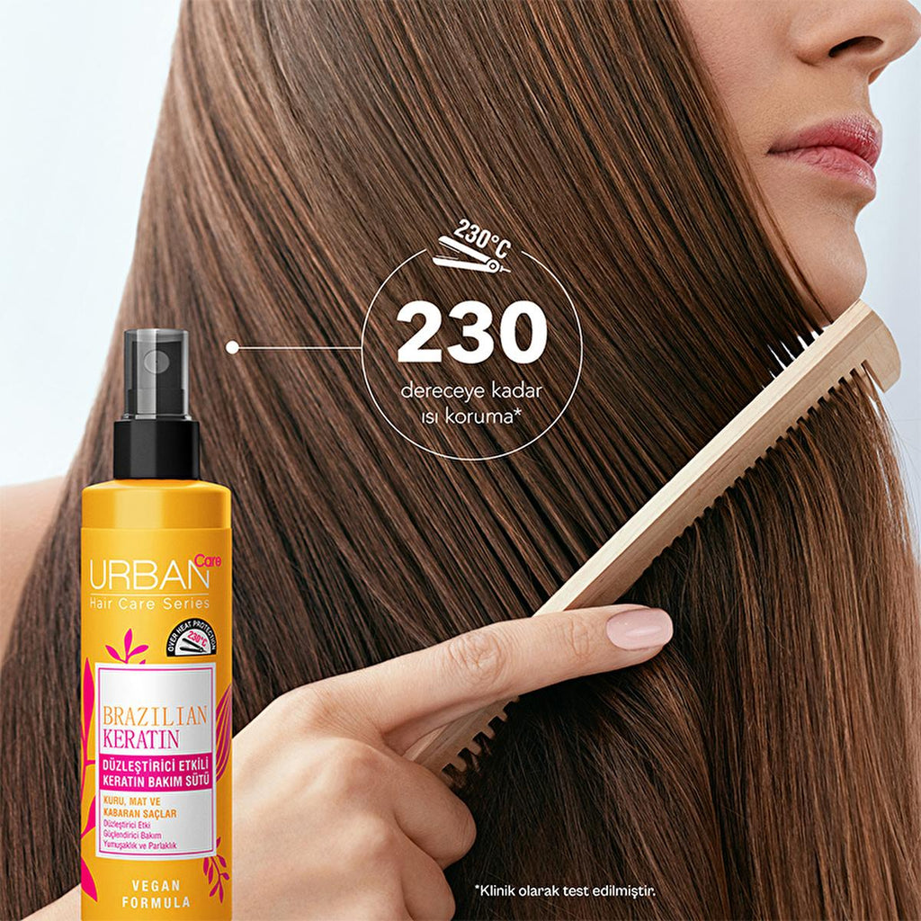 Urban Care Brazilian Keratin Hair Smoothing Milk: Heat Protection & Frizz Control, Vegan & UV Protection - Keratin Hair Treatment for Smooth, Straight Hair
