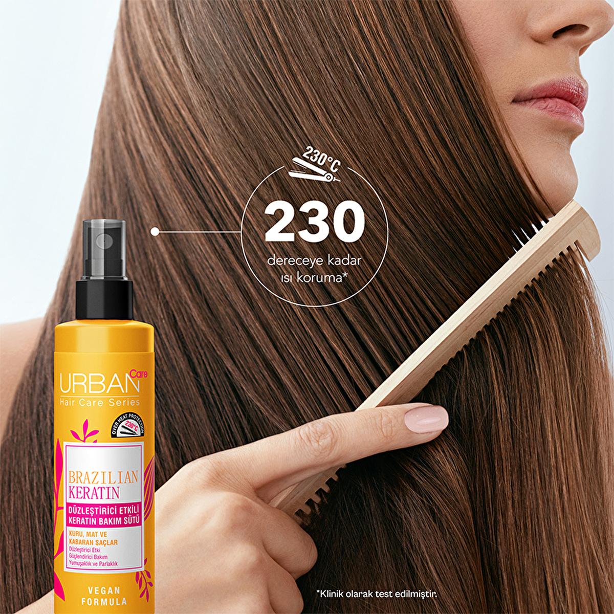 Urban Care Brazilian Keratin Hair Smoothing Milk: Heat Protection & Frizz Control, Vegan & UV Protection - Keratin Hair Treatment for Smooth, Straight Hair