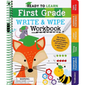 Ready to Learn: First Grade Write and Wipe Workbook: Fractions, Measurement, Telling Time, Descriptive Writing, Sight Words, and More! - Spiral