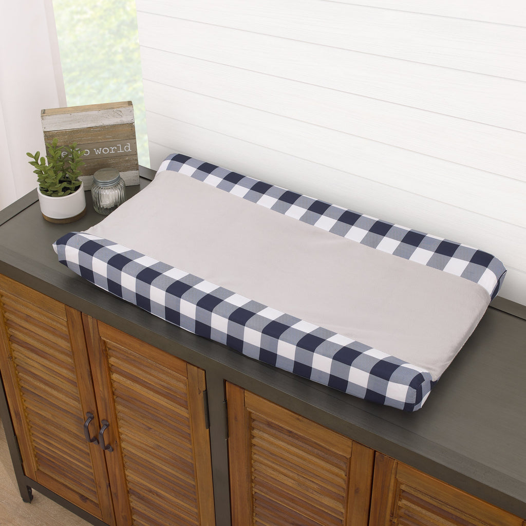 National Park Navy Buffalo Check, Gray Super Soft Changing Pad Cover
