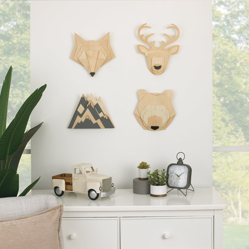 Bear Head Layered Natural Wood Nursery Wall DÃ©cor