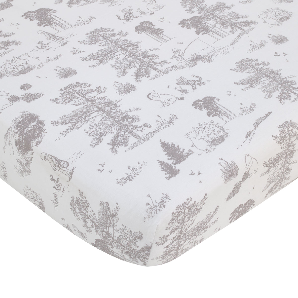 Disney Classic Pooh Hunny Fun with Piglet and Eeyore The Hundred Acre Woods Taupe 3 Piece Nursery Crib Bedding Set - Comforter, 100% Cotton Fitted Crib Sheet, and Crib Skirt