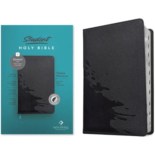 NLT Student Bible, Thinline Reference, Filament Enabled (Leatherlike, Overflow Black, Indexed, Red Letter) - Imitation Leather