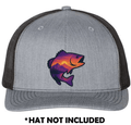 Jumping Fish Mountain Sunset Scene UV Printed Hat Patch