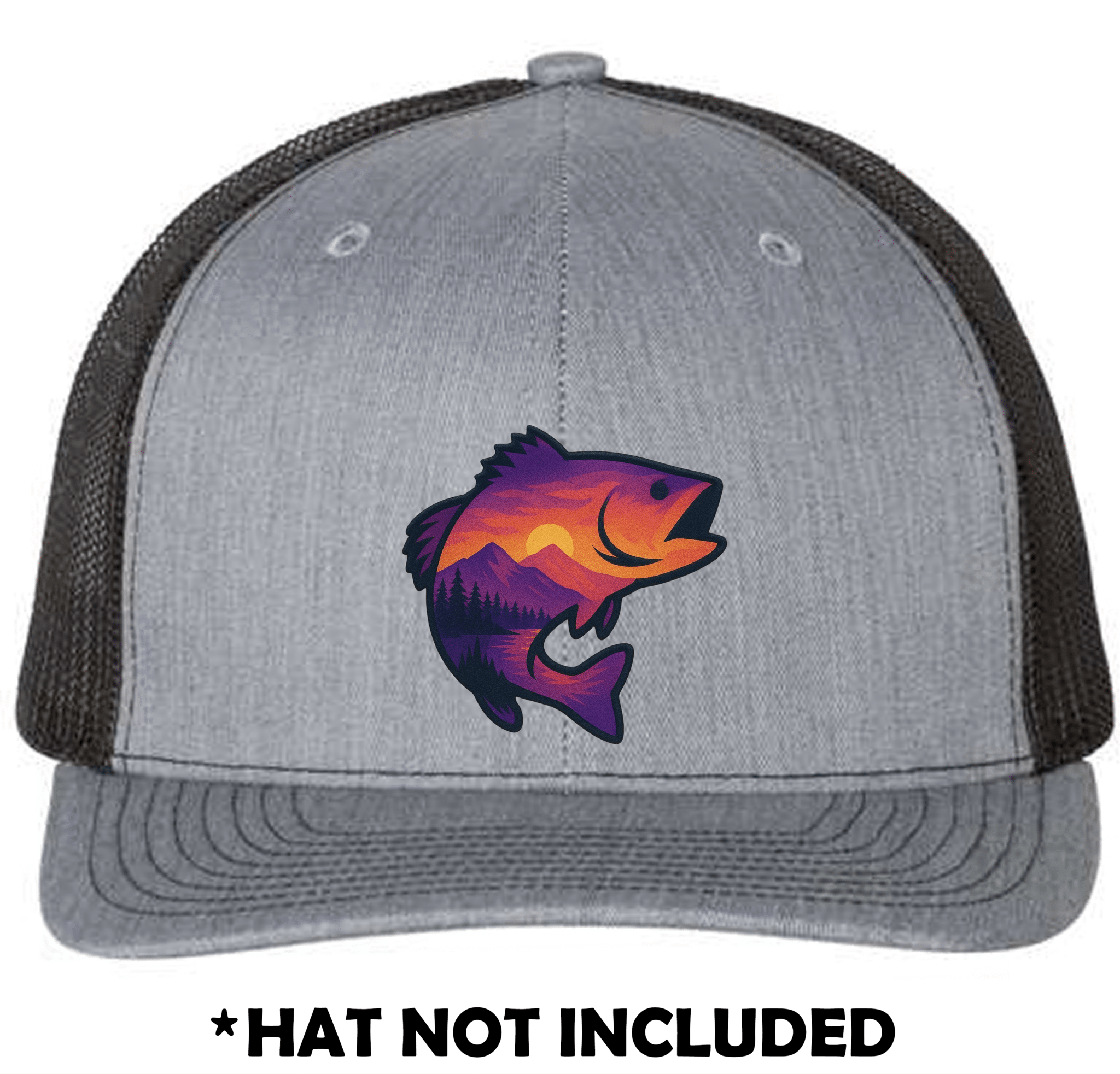 Jumping Fish Mountain Sunset Scene UV Printed Hat Patch