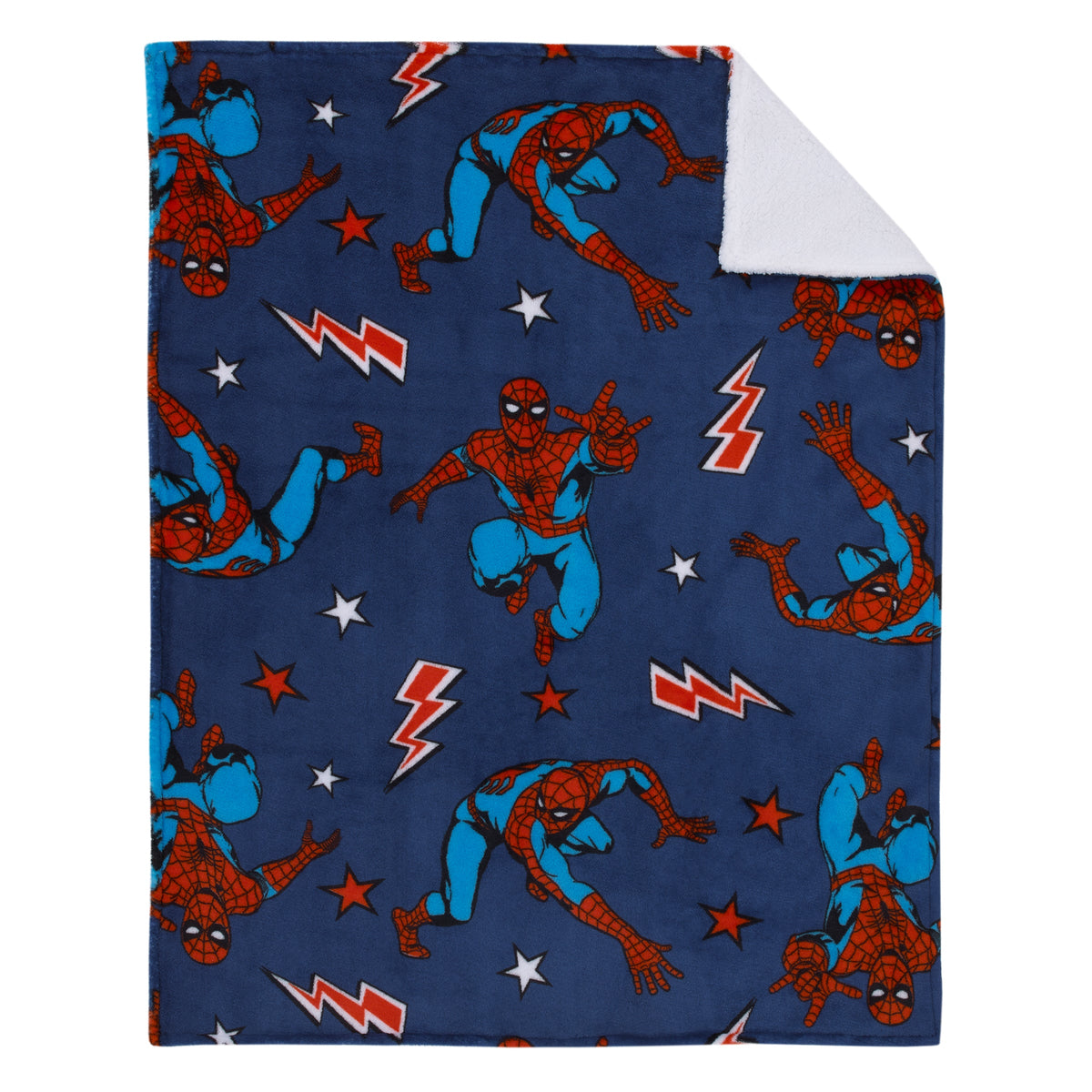 Spider-Man Blue, Red and White Super Soft Sherpa Baby Blanket