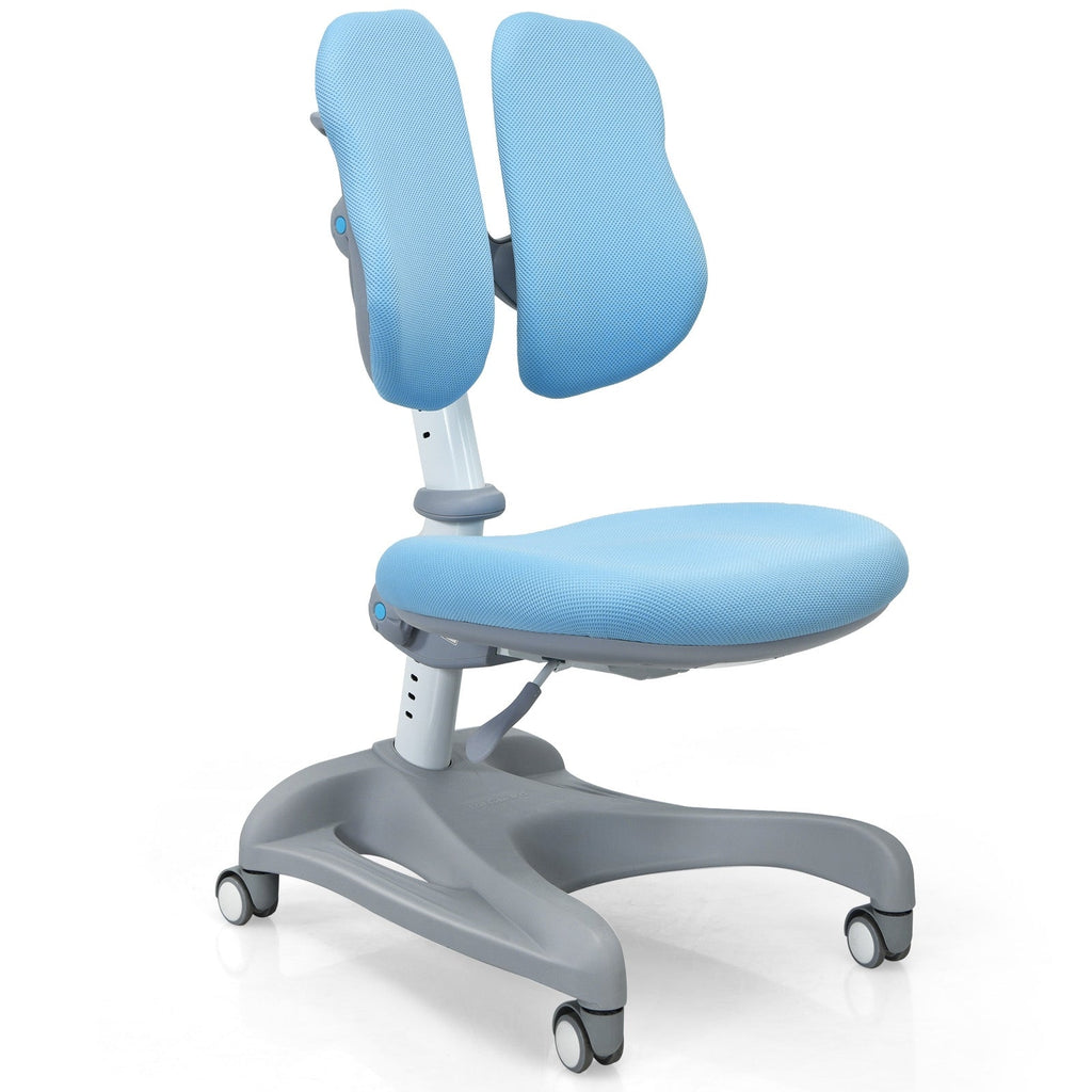 Adjustable Height Student Chair with Sit-Brake Casters and Lumbar Support for Home and School