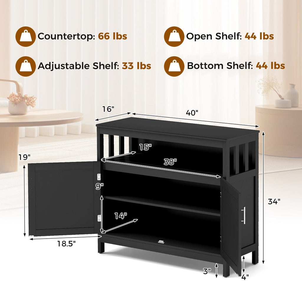 Kitchen Buffet Server Sideboard Storage Cabinet with 2 Doors and Shelf
