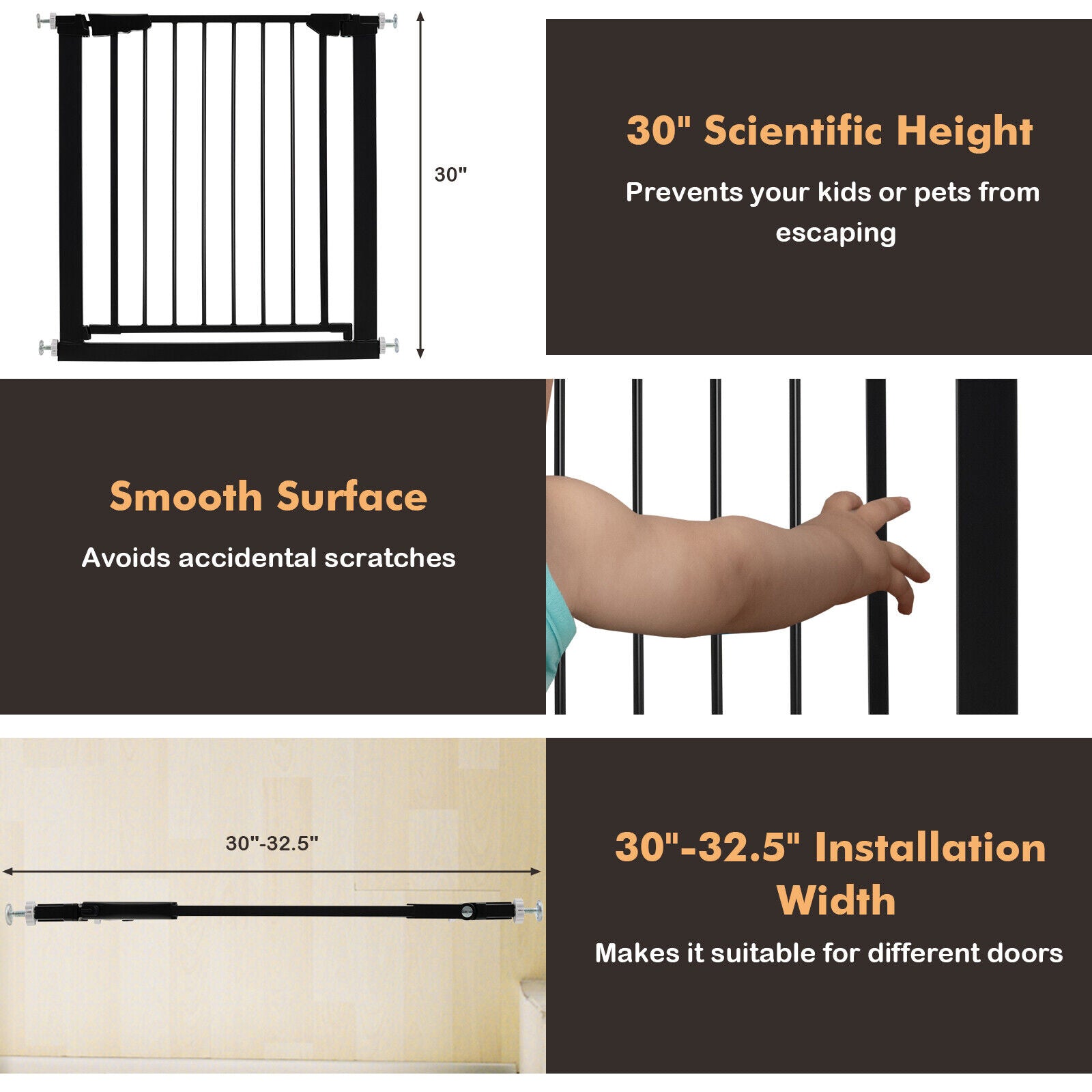 30-32.5 Inch Wide Safety Gate with 30 Inch Scientific Height