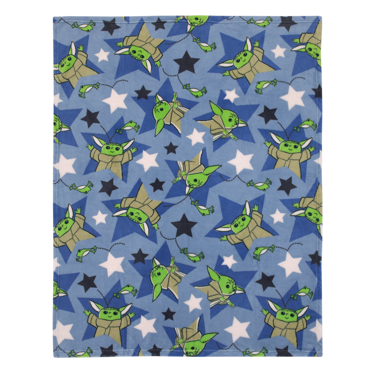The Child Cutest in the Galaxy Blue, Green, and Gray, Grogu, Stars, and Hover Pod Super Soft Toddler Blanket