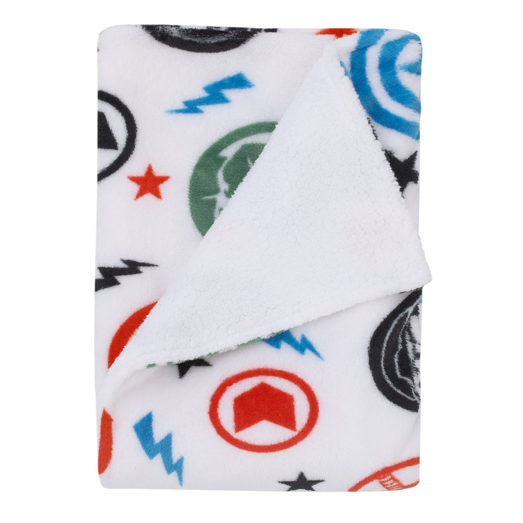The Avengers Red, White, and Blue Super Soft Sherpa Baby Blanket
