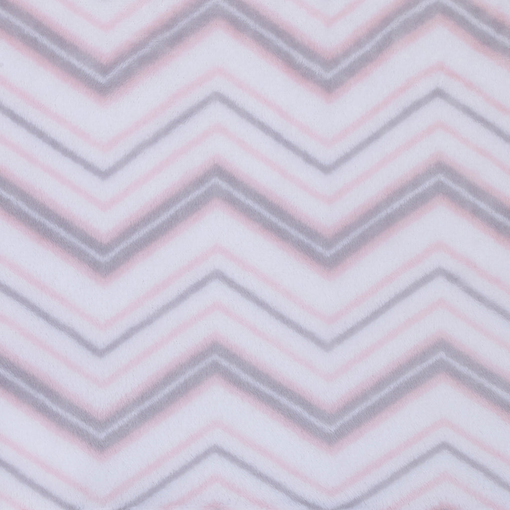 Little Love by NoJo Super Soft Pink, White, and Gray Chevron Plush Baby Blanket