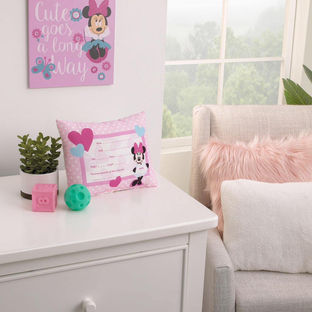 Disney Minnie Mouse Decorative Keepsake Pillow Personalized Birth Pillow
