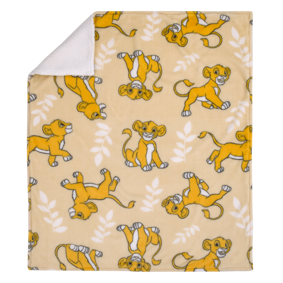 Lion King Tan, Beige and White Simba Super Soft Sherpa Baby Blanket