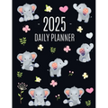 Baby Elephant Planner 2025: Cute Daily Organizer for 2025 (12 Months) Funny Jungle Animal Scheduler with Yellow Butterflies, Flowers & Pink Hearts - Paperback