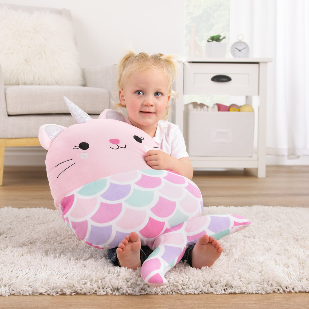 Mermaid Kitty Unicorn Pink, Aqua, and Lavender Squishy Toddler Pillow