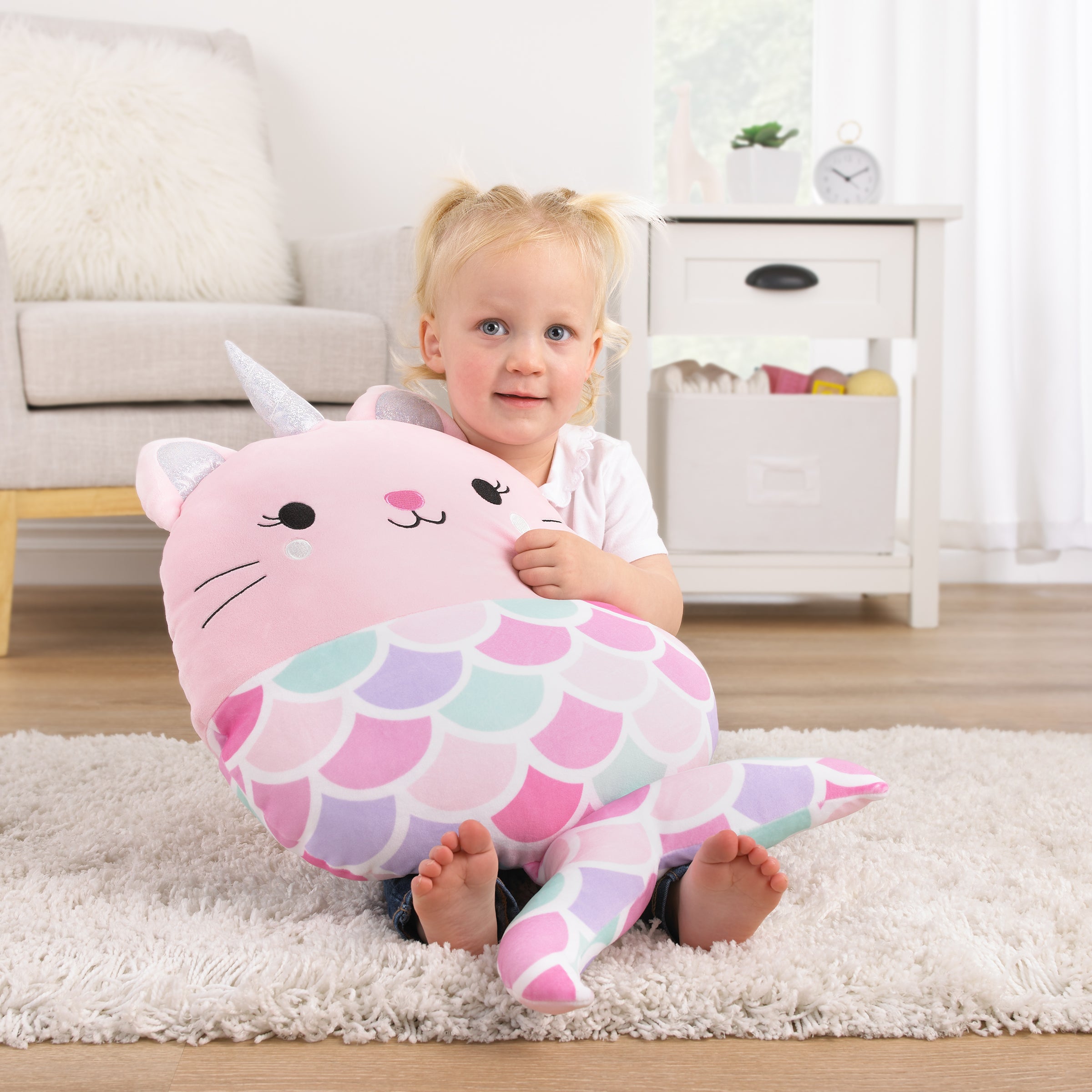 Mermaid Kitty Unicorn Pink, Aqua, and Lavender Squishy Toddler Pillow