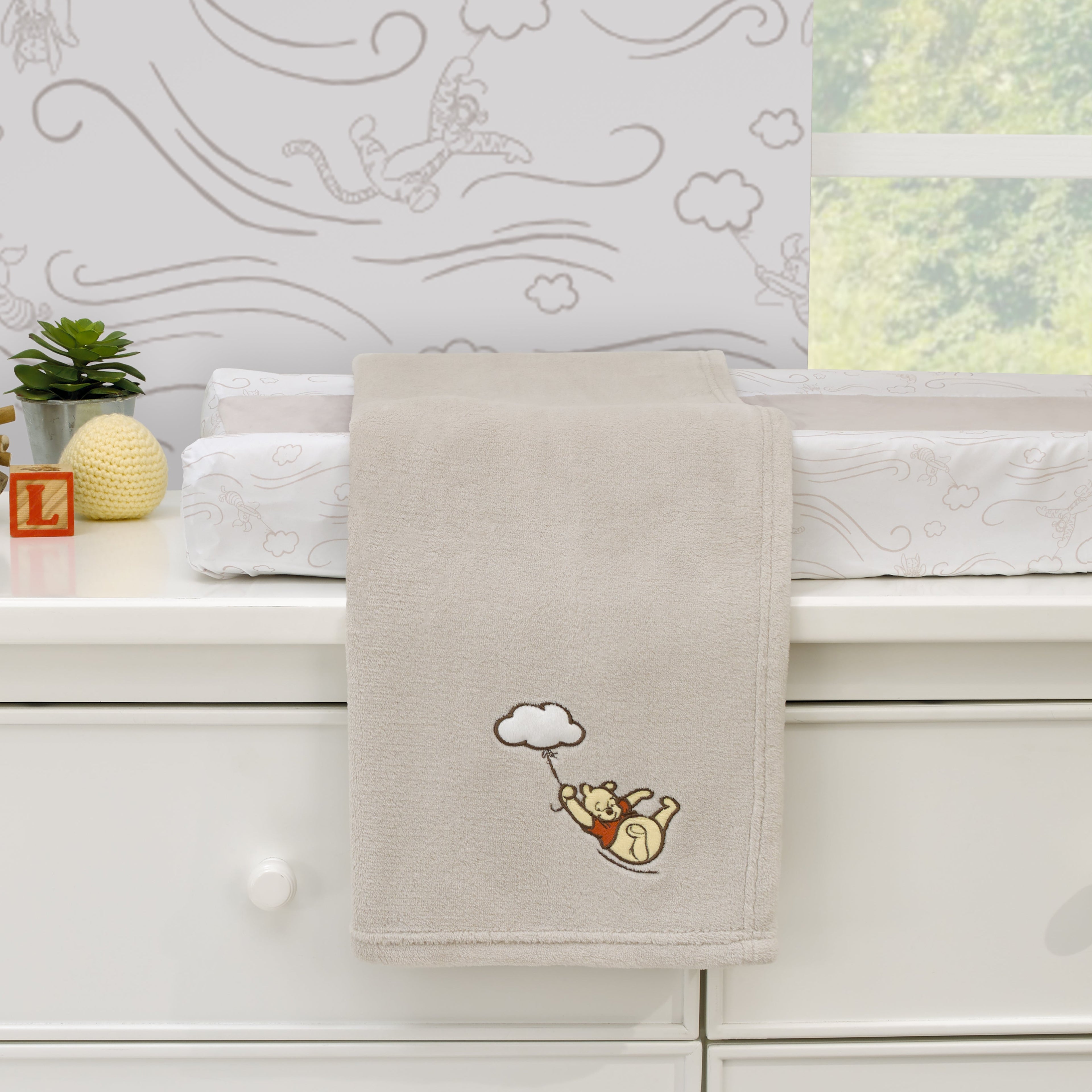 Disney Winnie the Pooh - Blustery Day Grey Cloud Super Soft Baby Blanket with Applique