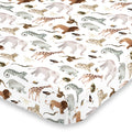 Water Color Jungle Friends Tan, Brown and Grey Super Soft Mini Crib Sheet