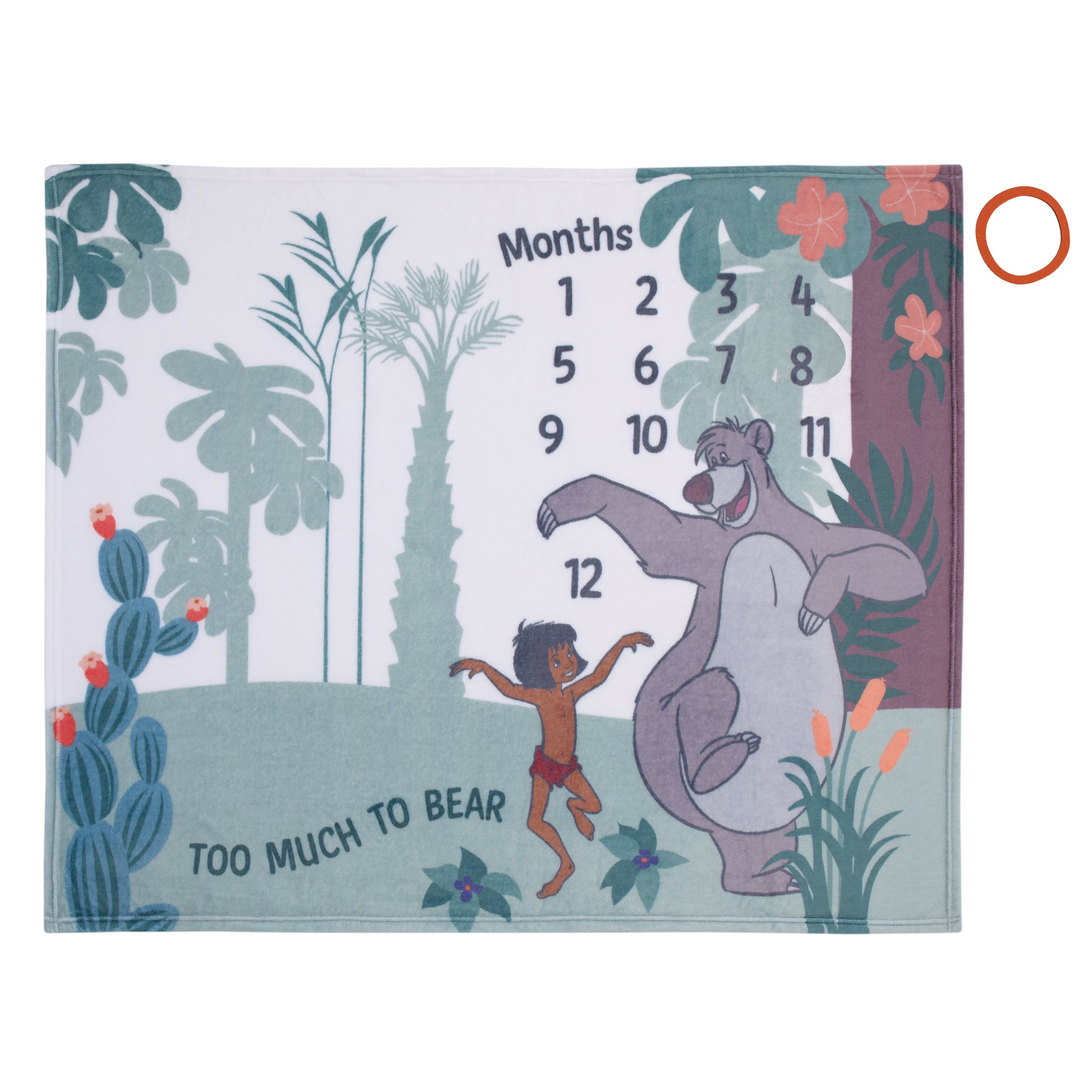 Jungle Book Green and White Too Much To Bear Super Soft Photo Op Milestone Baby Blanket