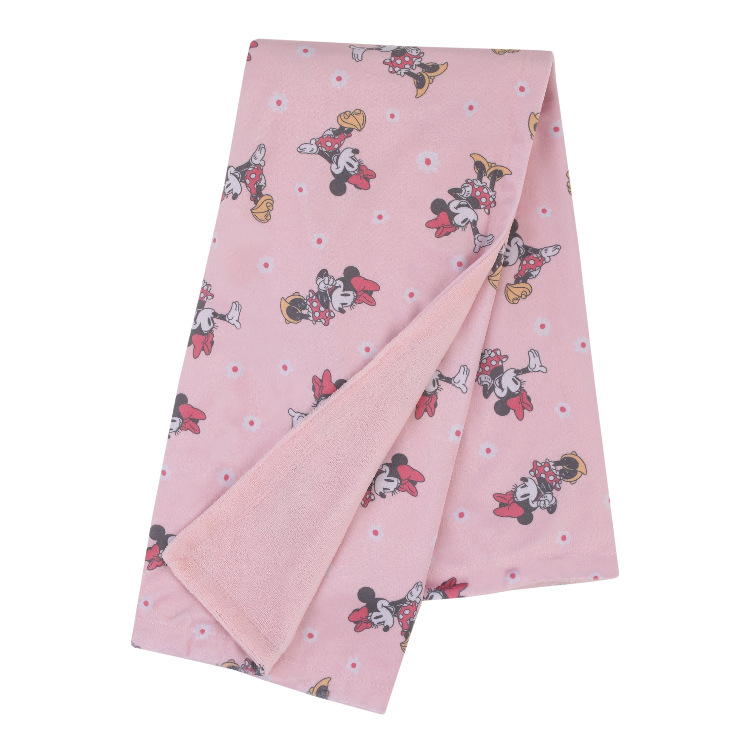 Minnie Mouse Hello Gorgeous Pink and White Deluxe Reversible Super Soft Baby Blanket