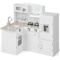 Kids Kitchen Playset Conor Kitchen Toy with Realistic Microwave and Oven Stove-White