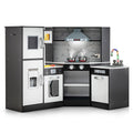 Kids Corner Pretend Kitchen Playset with Separated Washing Basin-Coffee