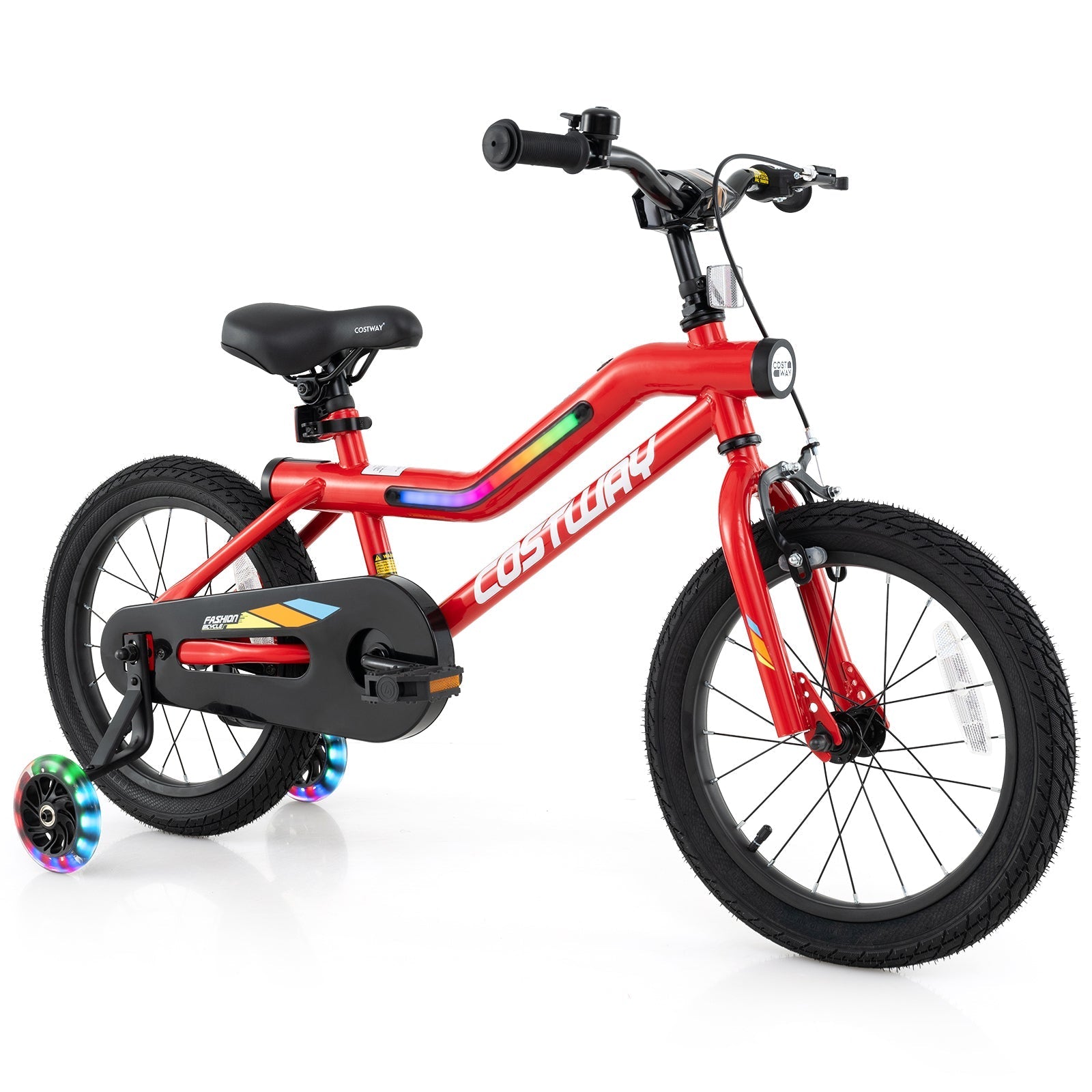 18 Inch Kids Bike with LED Lights Adjustable Carbon Steel Bicycle for 4-8 Years Old-18 inches