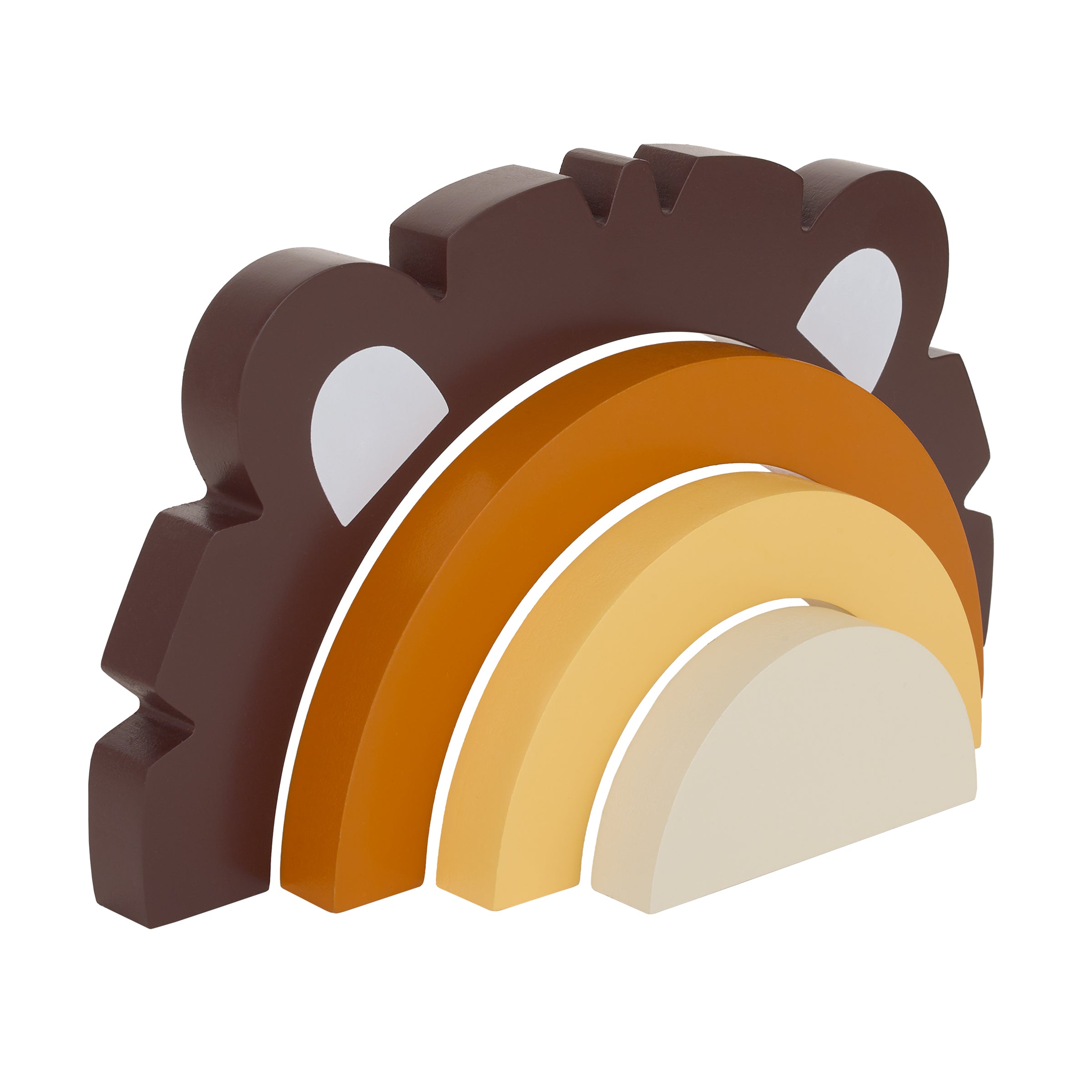 Lion Brown, Orange, Yellow, and Ivory Wood Stacking Shelfie DÃ©cor