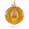 Beaded Floral Panels with White Clusters Glass Ball Christmas Ornament