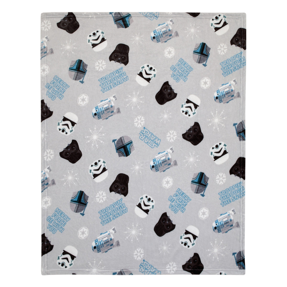 Legacy Grey and Blue Merry Force Be With You Christmas Holiday Seasonal Toddler Blanket