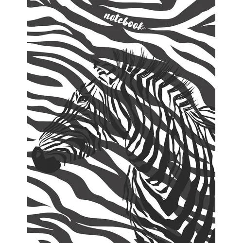 Notebook: Collage Ruled Composition Notebook, Zebra With Black And White Strips Background - Paperback