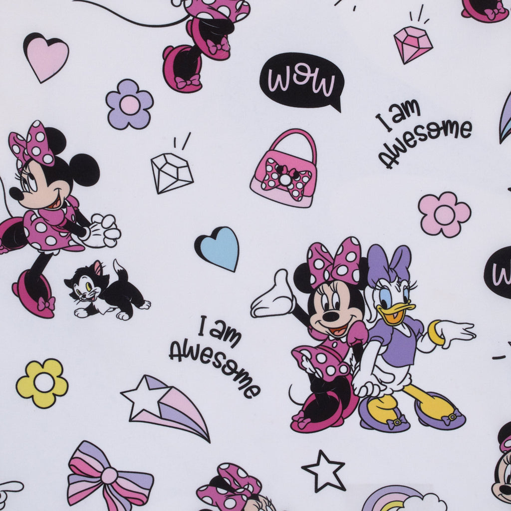 Minnie Mouse I am Awesome Lavender, Pink, and White, Daisy Duck, Rainbow Hearts and Stars Deluxe Easy Fold Toddler Nap Mat